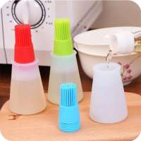 1 Pcs Portable Silicone Oil Bottle with Brush Grill Oil Brushes Liquid Oil Pastry Kitchen Baking BBQ Tool Kitchen Tools for BBQ