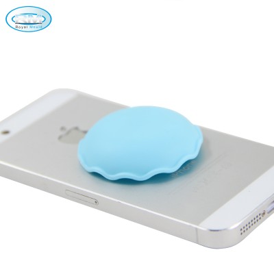 Novelty design shell shape earphone cable winder phone stand 2 in 1