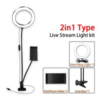 2 in 1 Desktop Flexible Selfie Ring Light With Cellphone Holder Stand, Ring Light Stand For Live Stream & Makeup